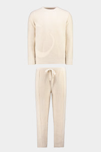 Women's Fluffy Symbol Crew Suit Vanilla White