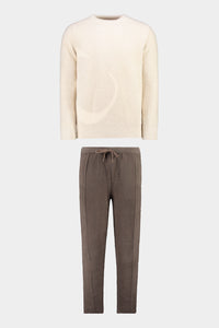 Women's Fluffy Symbol Crew Suit Taupe