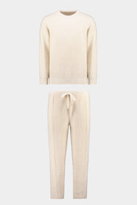 Women's Fluffy Reverse Crew Suit Vanilla-White