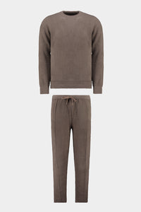 Women's Fluffy Reverse Crew Suit Taupe