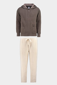 Women's Fluffy Vest Suit Taupe/Vanilla-White